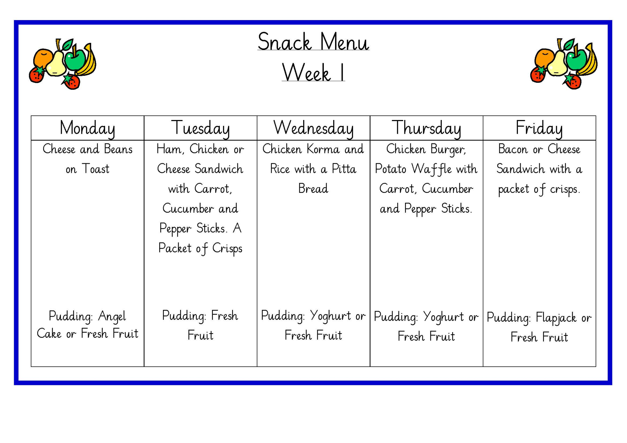 BOS Kids Menu - Week 1